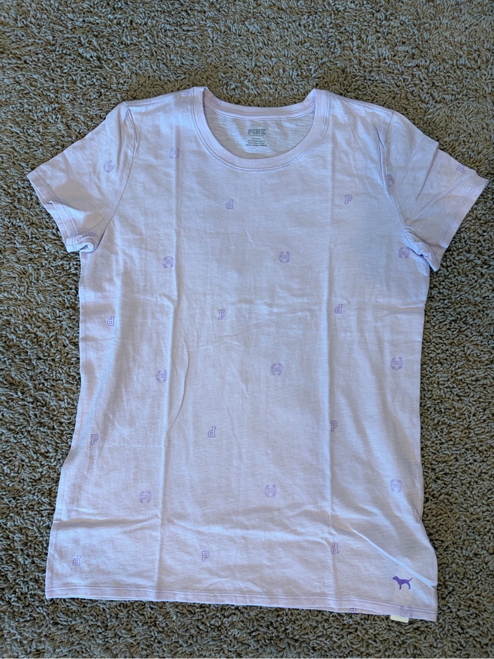 Victoria's Secret PINK Lavender Crew Neck Cotton T Shirt Size Medium